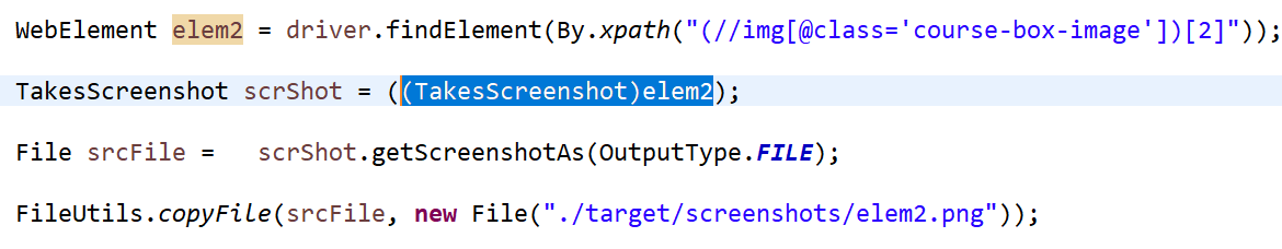 Elements Screenshot in Selenium 4